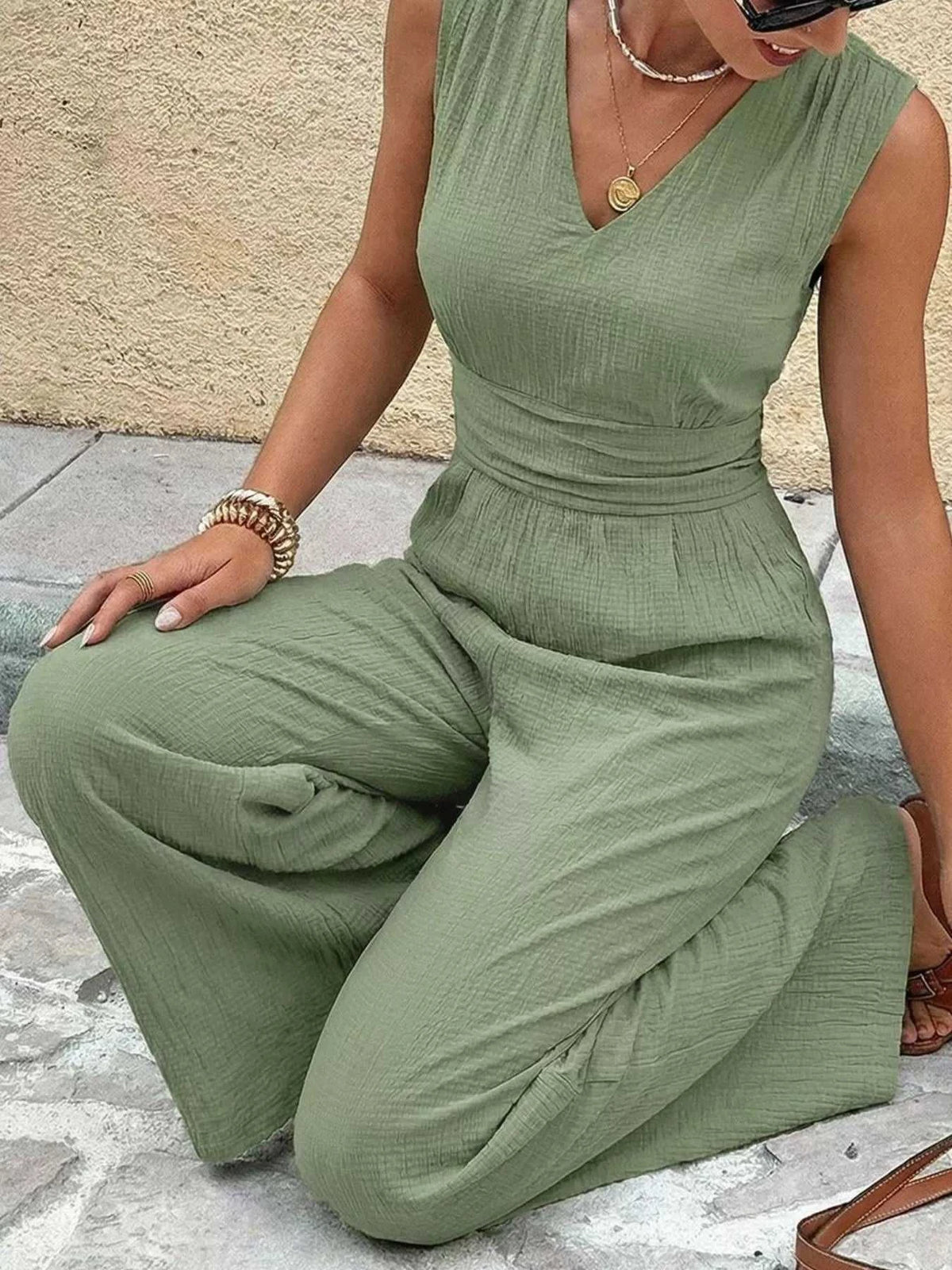 V-Neck Sleeveless Wide Leg Jumpsuit 100100449552937 40 Affordable Fashion Under $100 Jerry's Apparel 