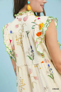 Umgee Floral Ruffle Tiered Midi Dress with Scalloped Detail 100100958541406 64 Affordable Fashion Under $100 Jerry's Apparel 