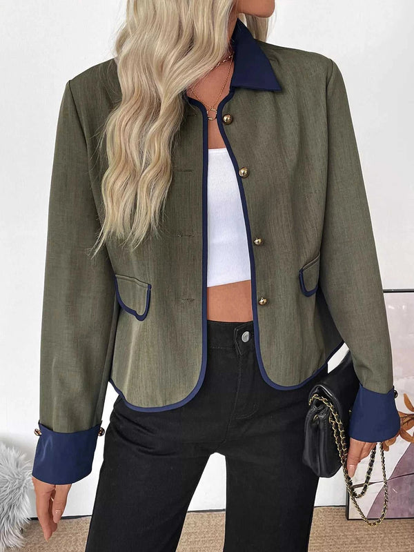 Contrast Trim Button-Up Jacket 100100426955098 54 Affordable Fashion Under $100 Jerry's Apparel 