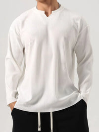 Men's Plus Size Notched Long Sleeve Top