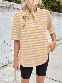 Lovelet Striped Round Neck Half Sleeve T-Shirt