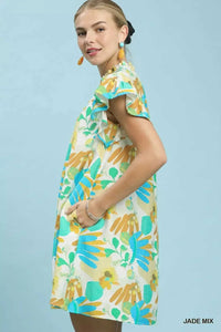 Umgee Ruffled Botanical Print Mini Dress 100100325941919 62 Gifts for Her Jerry's Apparel 