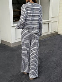 Striped Casual Long Sleeve Top and Wide Leg Pants Set 100100555687652 52 Affordable Fashion Under $100 Jerry's Apparel 