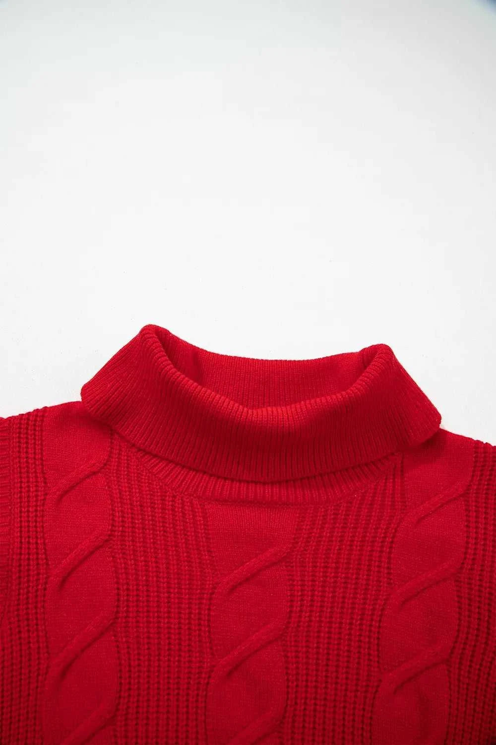 Cable Knit Turtleneck Ruffled Short Sleeve Sweater 101002004961931 44 Affordable Fashion Under $100 Jerry's Apparel 