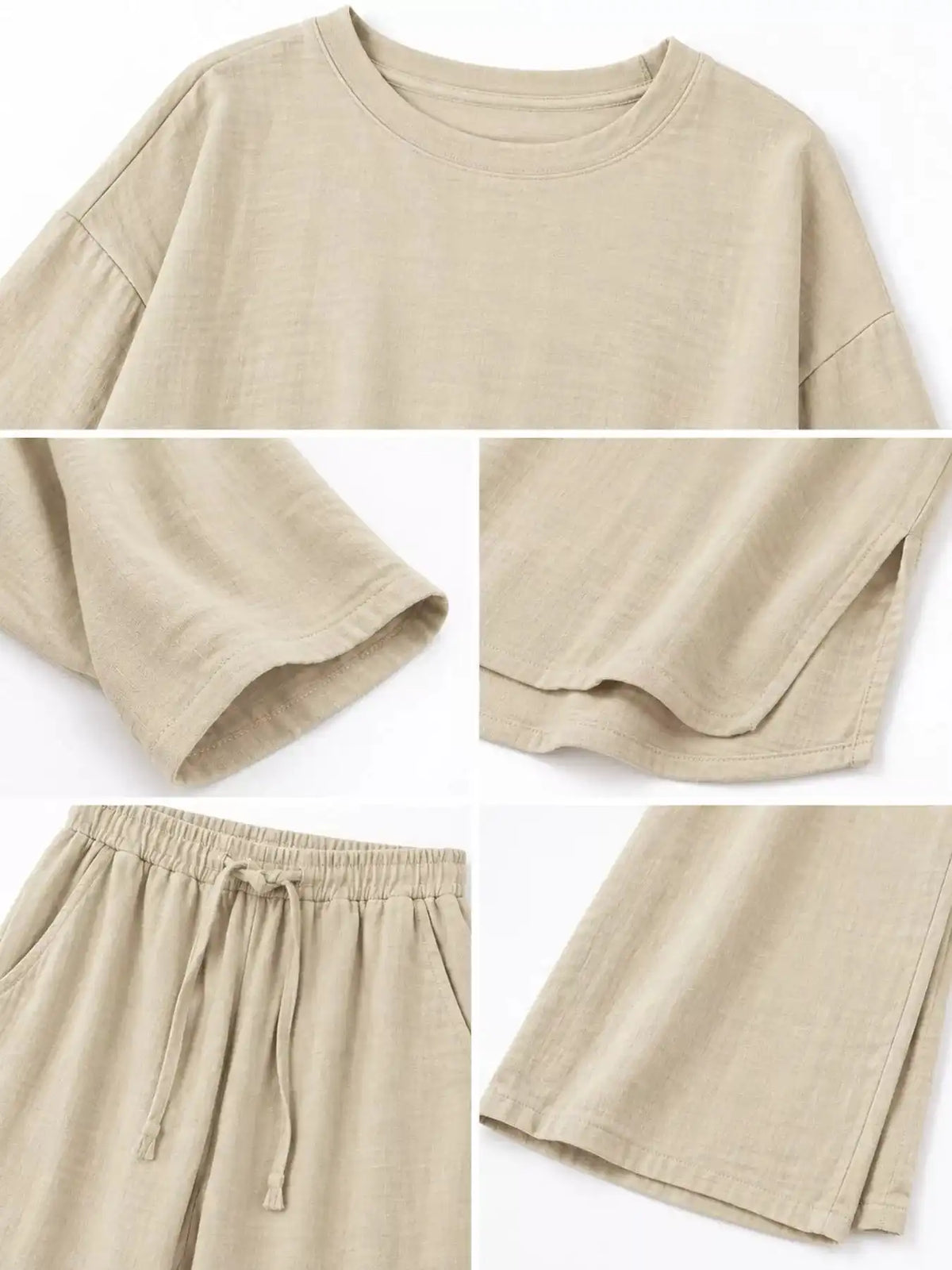 Full Size Round Neck Top and Drawstring Wide-Leg Pants Set Plus Size 101001726920137 48 Gifts for Her Jerry's Apparel 