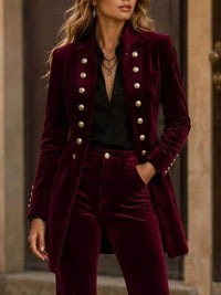 Velvet Double-Breasted Blazer and Flare Pants Set 101001710079074 99 Affordable Fashion Under $100 Jerry's Apparel 