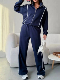 Zip-Up Jacket and Wide-Leg Pants Set 100100070627217 107 Comfortable Weekend Sets Jerry's Apparel 