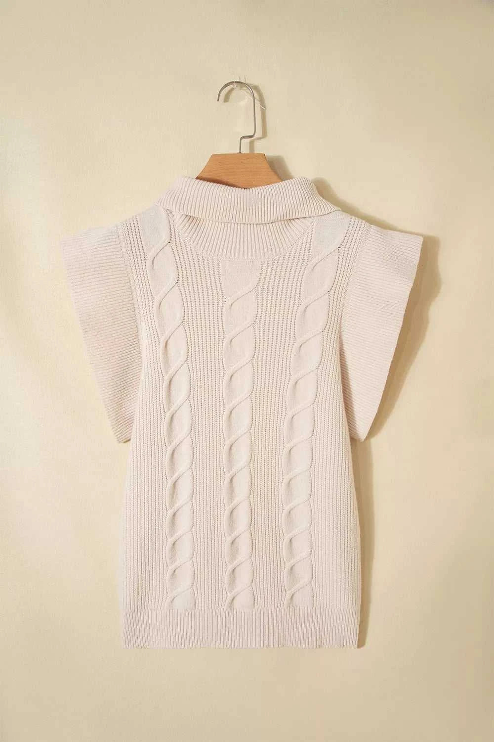 Cable Knit Turtleneck Ruffled Short Sleeve Sweater 101002004961931 44 Affordable Fashion Under $100 Jerry's Apparel 