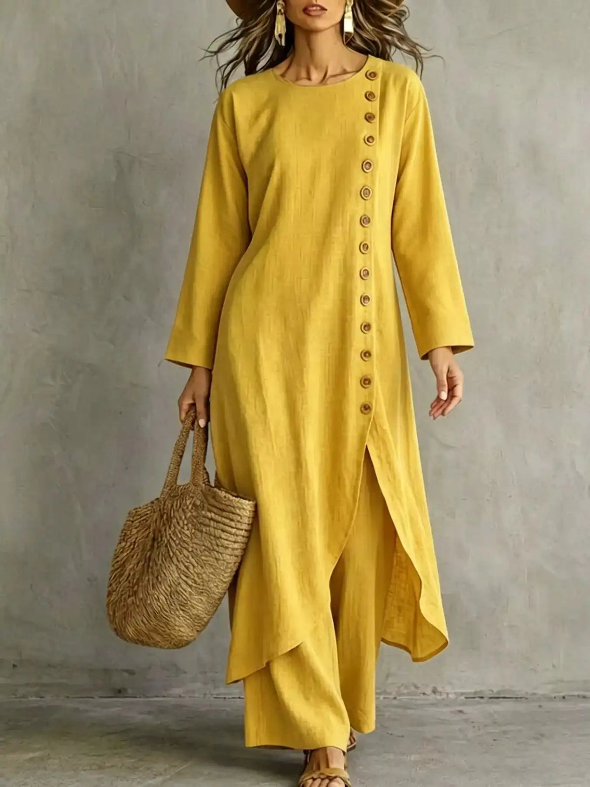 Full Size Side-Buttoned Longline Top and Pants Set Plus Size 101001327097524 51 Affordable Fashion Under $100 Jerry's Apparel 