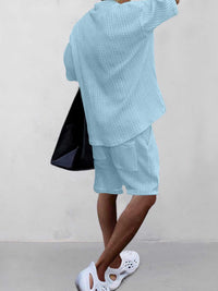 Men's Full Size Casual Knit V-Neck Short Sleeve Top and Shorts Set Plus Size 100400200384867 38 Men's Sets Jerry's Apparel 