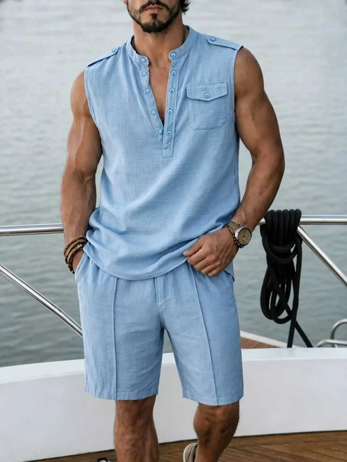 Men's Full Size Sleeveless Top and Shorts Two-Piece Set Plus Size 104001628099336 39 Affordable Fashion Under $100 Jerry's Apparel 
