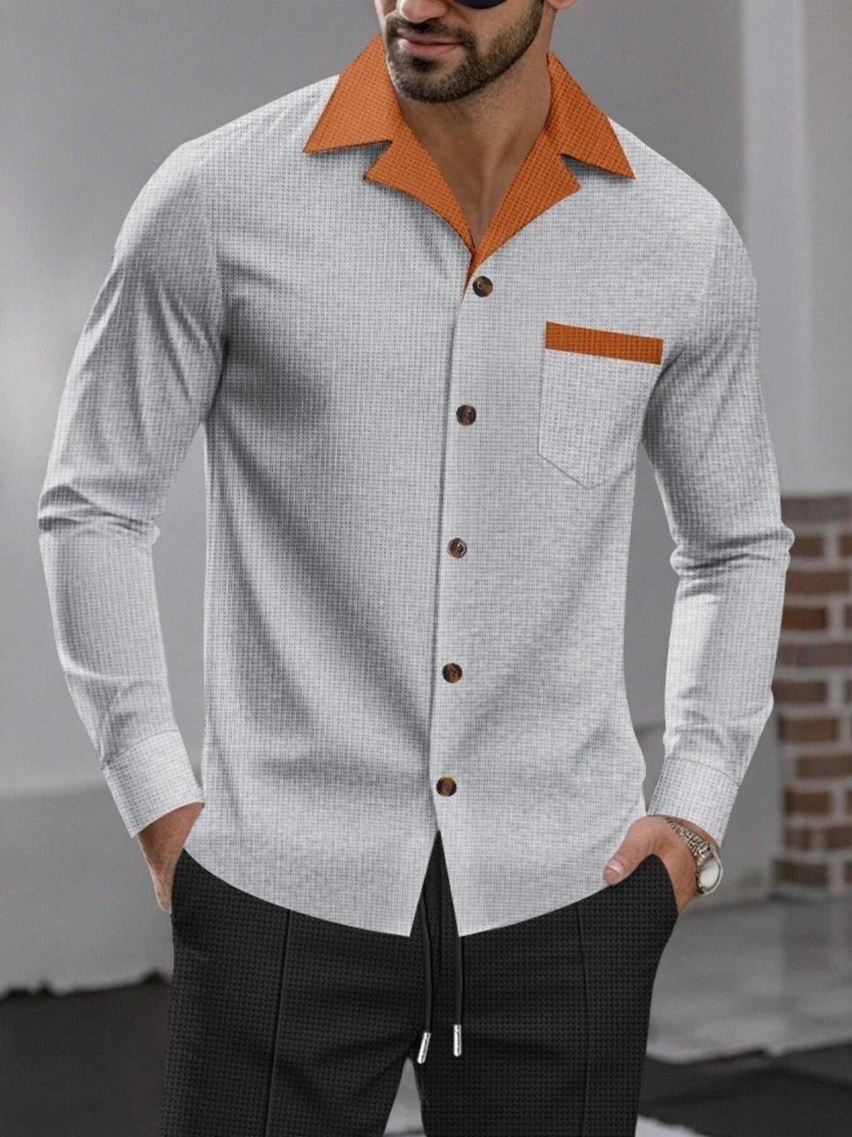 Men's Full Size Contrast Collar Button Up Shirt Plus Size 100400903215815 39 Affordable Fashion Under $100 Jerry's Apparel 
