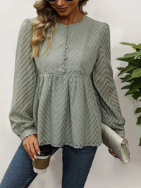 Perfee Peplum Round Neck Long Sleeve Blouse 100100572641009 39 Affordable Fashion Under $100 Jerry's Apparel 
