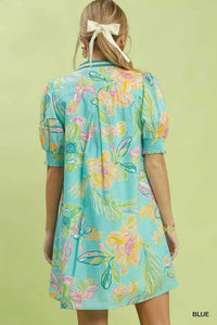 Umgee Botanical Print Dress with Smocked Cuffs 100100706751330 64 Affordable Fashion Under $100 Jerry's Apparel 