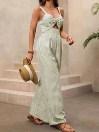 Striped Cutout Twist Front Wide Leg Jumpsuit 100100581301449 42 Affordable Fashion Under $100 Jerry's Apparel 