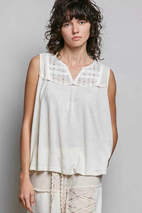 POL Lace Detail Floral Double Gauze Patch Sleeveless Top 100100847351879 57 Affordable Fashion Under $100 Jerry's Apparel 