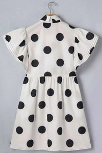 Polka Dot Print Half Button Ruffled Short Sleeve Loose Mini Dress 100100012871673 57 Affordable Fashion Under $100 Jerry's Apparel 