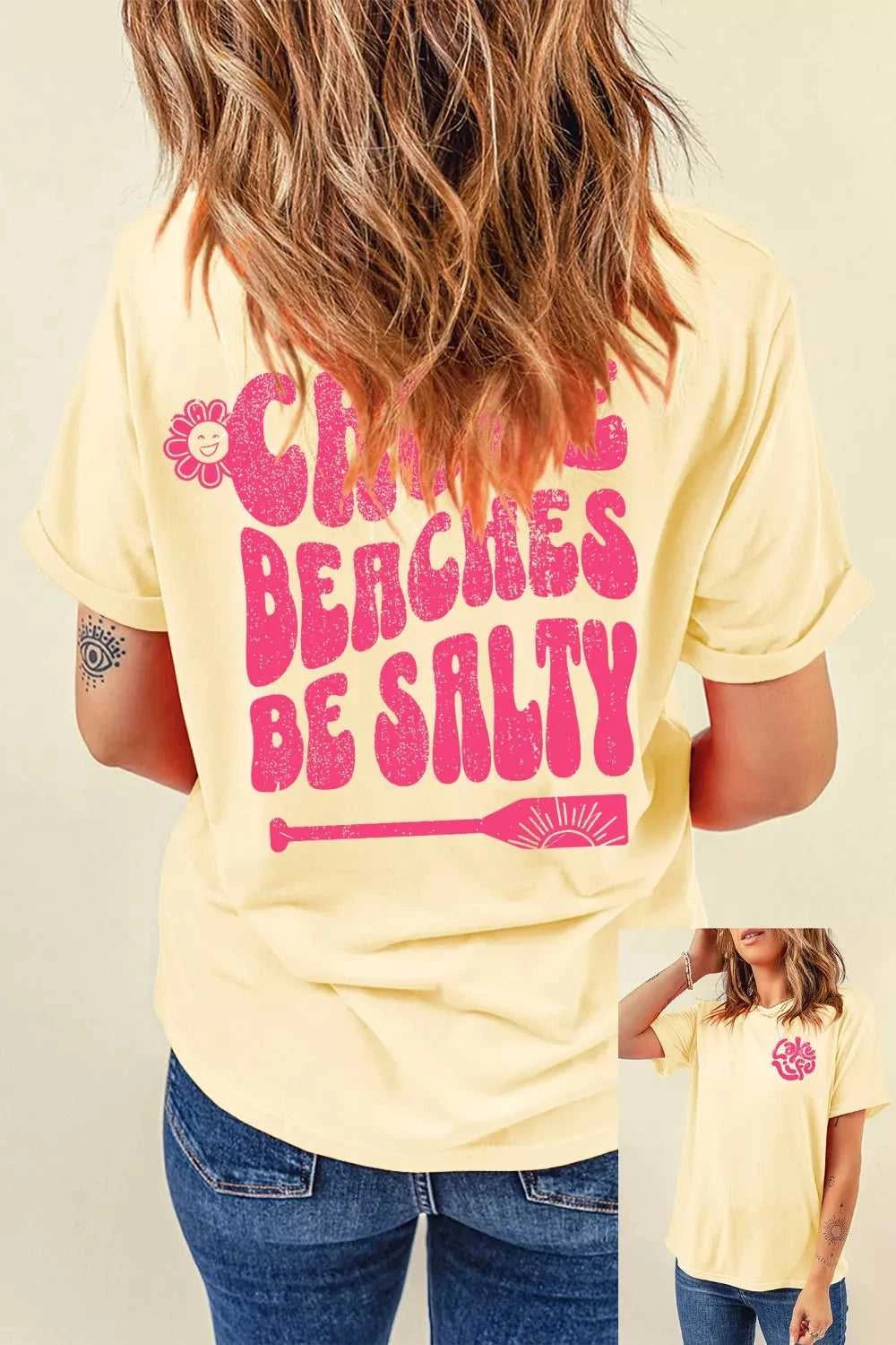 Casual Round Neck Short Sleeve Slogan Print Loose Fit T-shirt 100100656788826 35 Affordable Fashion Under $100 Jerry's Apparel 