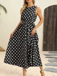 Polka Dot Round Neck Sleeveless Midi Dress 100100597597604 26 Affordable Fashion Under $100 Jerry's Apparel 