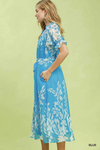 Umgee Floral Print Tie Waist Midi Dress with Side Pockets 100100877391448 66 Affordable Fashion Under $100 Jerry's Apparel 
