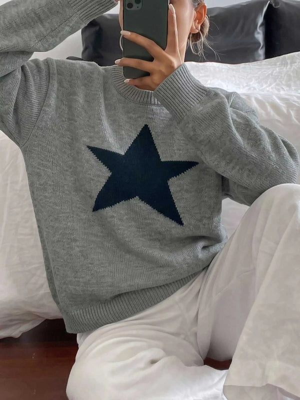 Star-Patterned Dropped Shoulder Sweater 101002020451783 54 Affordable Fashion Under $100 Jerry's Apparel 