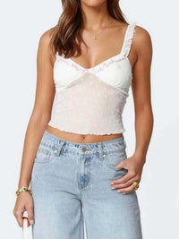 Ruffle Trim Swiss Dot Cami Top 100100152099209 31 Affordable Fashion Under $100 Jerry's Apparel 