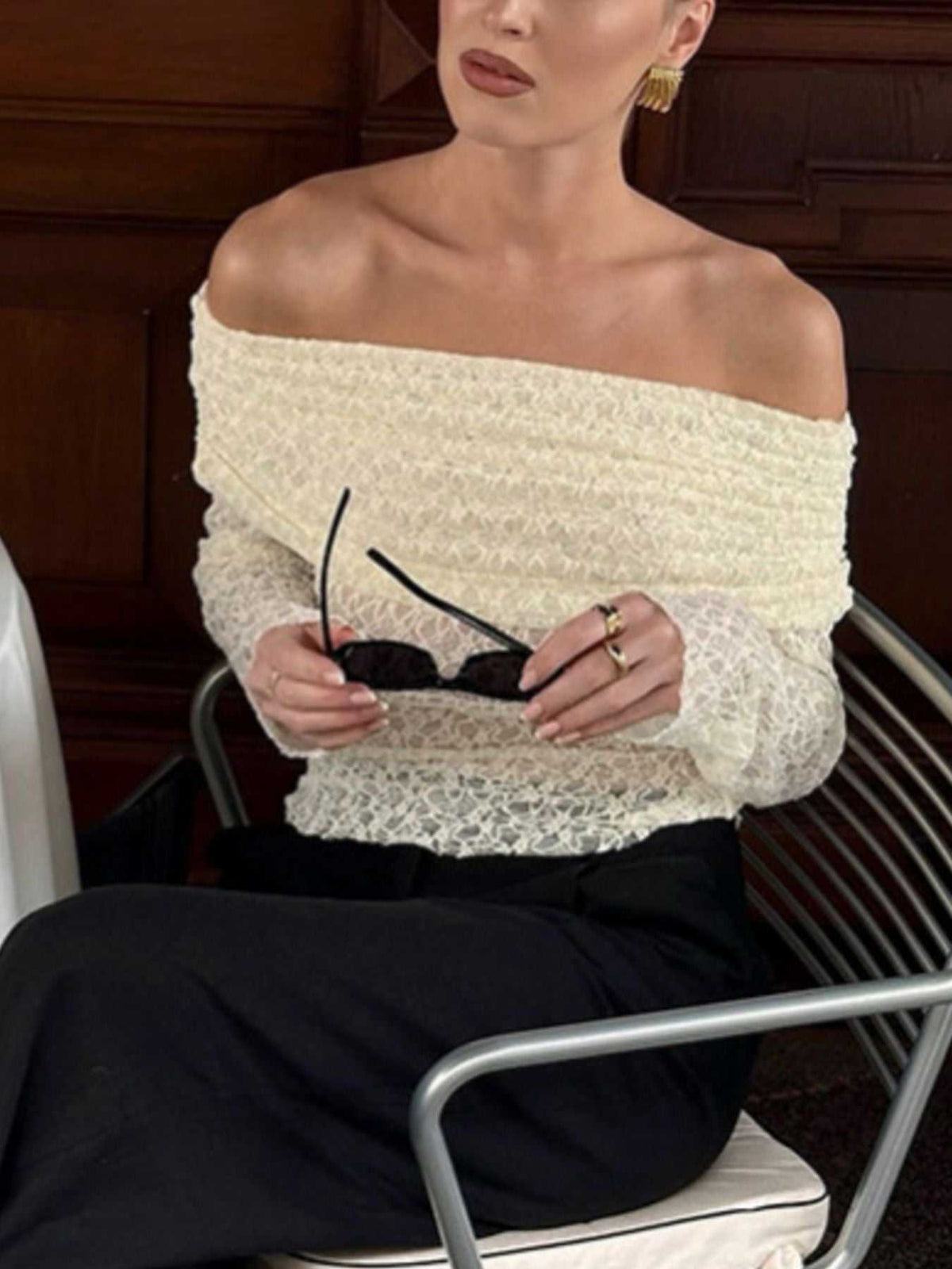 Off Shoulder Long Sleeve Lace Top 100100868487631 39 Affordable Fashion Under $100 Jerry's Apparel 