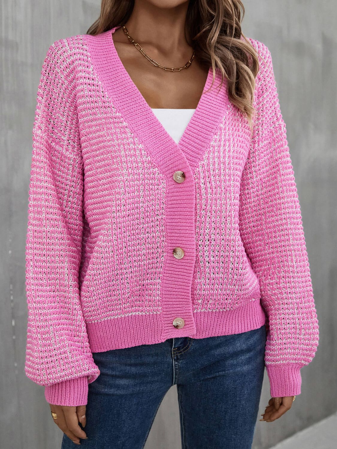 Angel Wings Heathered Lantern Sleeve Cardigan