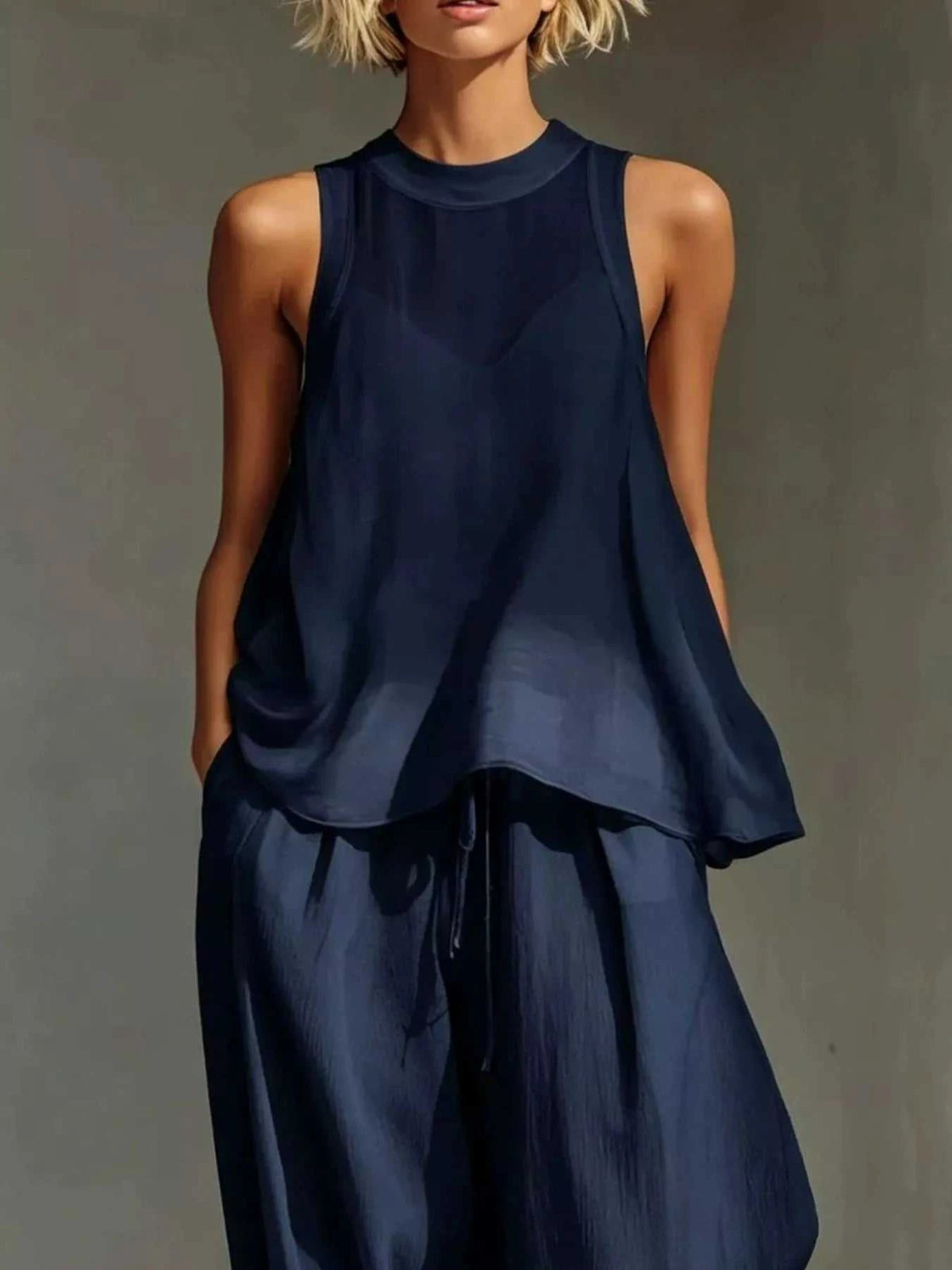 Full Size Sheer Sleeveless Top and Wide-Leg Pants Set Plus Size 101001098258416 52 Affordable Fashion Under $100 Jerry's Apparel 