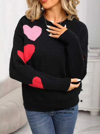 Valentine's Day Heart Pattern Round Neck Sweater 100100644430342 48 Affordable Fashion Under $100 Jerry's Apparel 