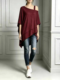 Full Size Asymmetrical Neck Short Sleeve T-Shirt Plus Size 100100023279190 34 Affordable Fashion Under $100 Jerry's Apparel 