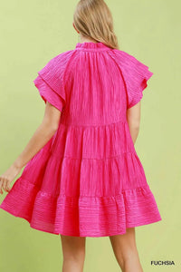 Umgee Tiered Ruffle Sleeve Textured Mini Dress 100100053881818 57 Affordable Fashion Under $100 Jerry's Apparel 