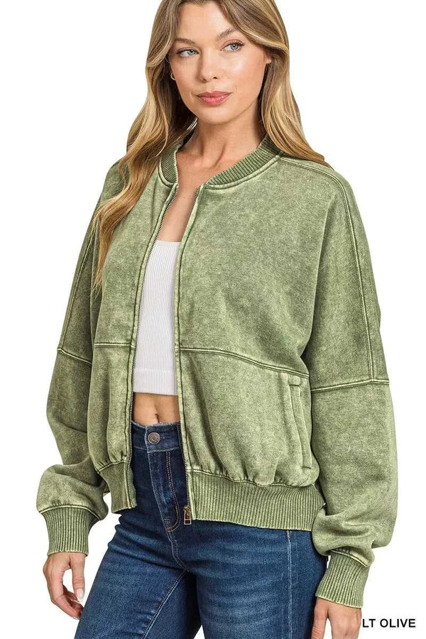 Zenana Acid Washed Fleece Jacket 100100778471630 44 Affordable Fashion Under $100 Jerry's Apparel 