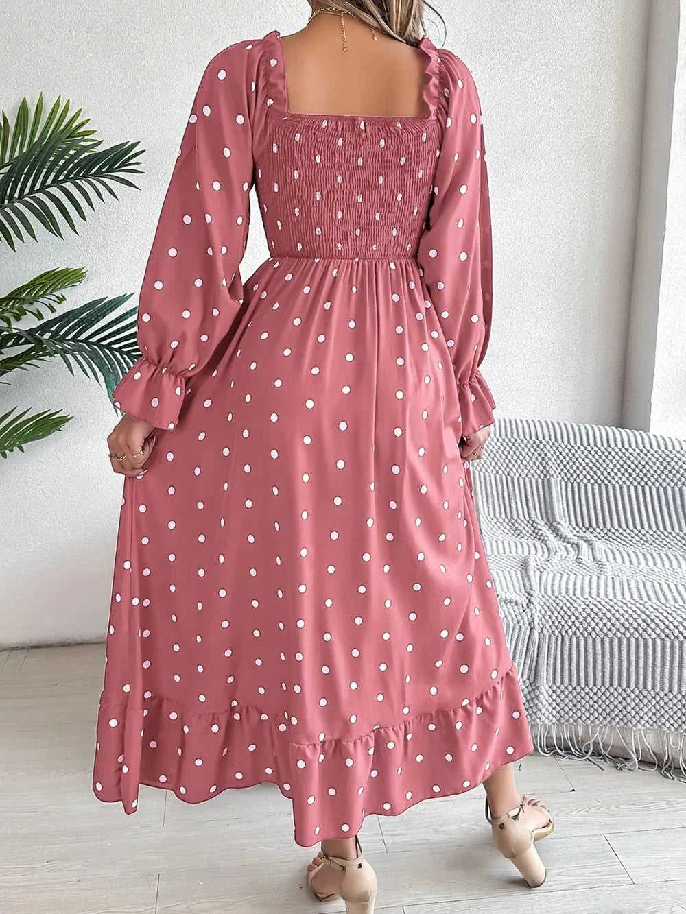 Polka Dot Flounce Sleeve Midi Dress 100100910600378 35 Gifts for Her Jerry's Apparel 