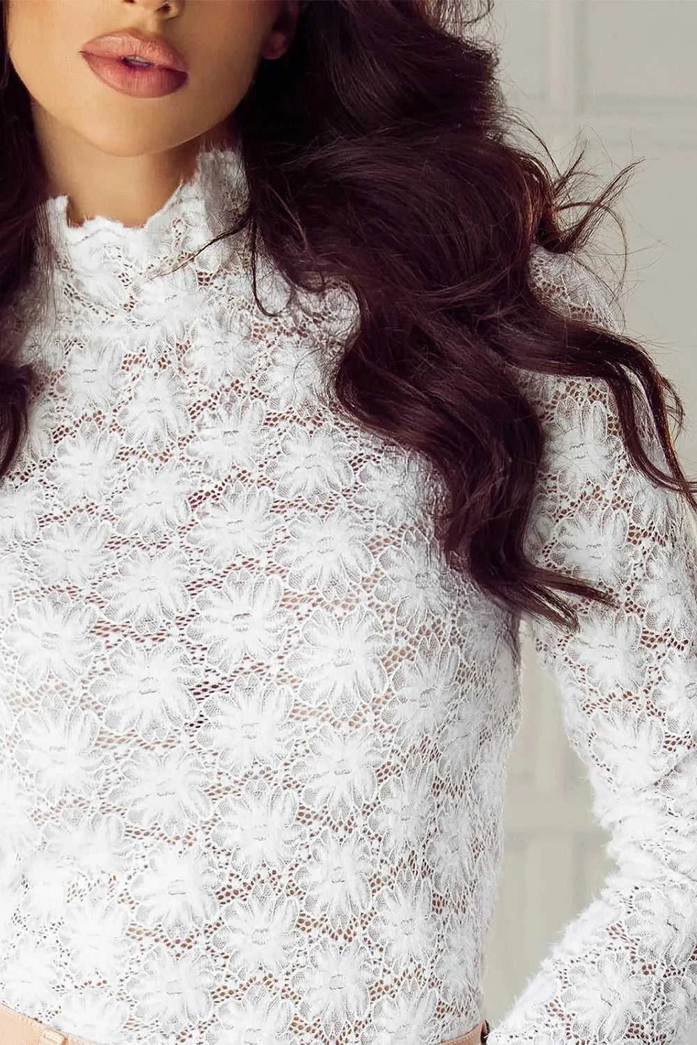 Lace Mock Neck Long Sleeve Top 100100168761353 27 Affordable Fashion Under $100 Jerry's Apparel 