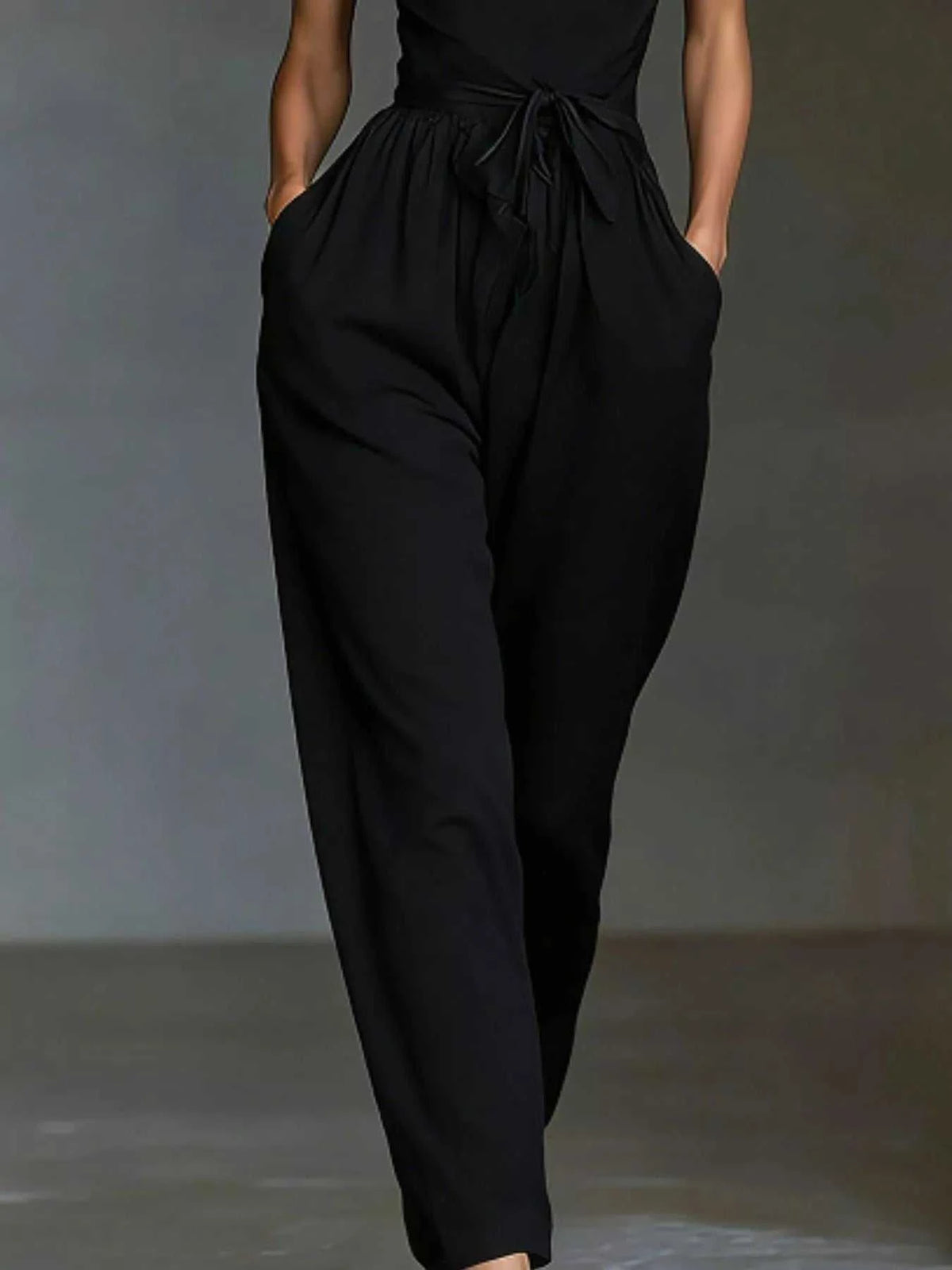 Halter Neck Wide-Leg Jumpsuit with Waist-Tie Detail 101001566820821 48 Affordable Fashion Under $100 Jerry's Apparel 