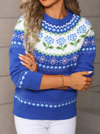 Floral Pattern Crew Neck Sweater 100100793762597 52 Affordable Fashion Under $100 Jerry's Apparel 