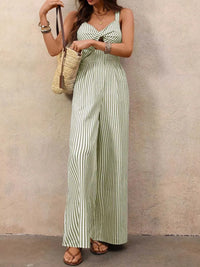 Striped Cutout Twist Front Wide Leg Jumpsuit 100100581301449 42 Affordable Fashion Under $100 Jerry's Apparel 