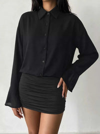 Button Front Flounce Sleeve Bodycon Shirt Dress 101001664786190 49 Affordable Fashion Under $100 Jerry's Apparel 