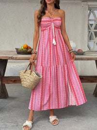 Printed Halter Neck Slit Midi Dress 100100312736640 39 Women's Midi Dress Affordable Fashion Under $100 Jerry's Apparel 