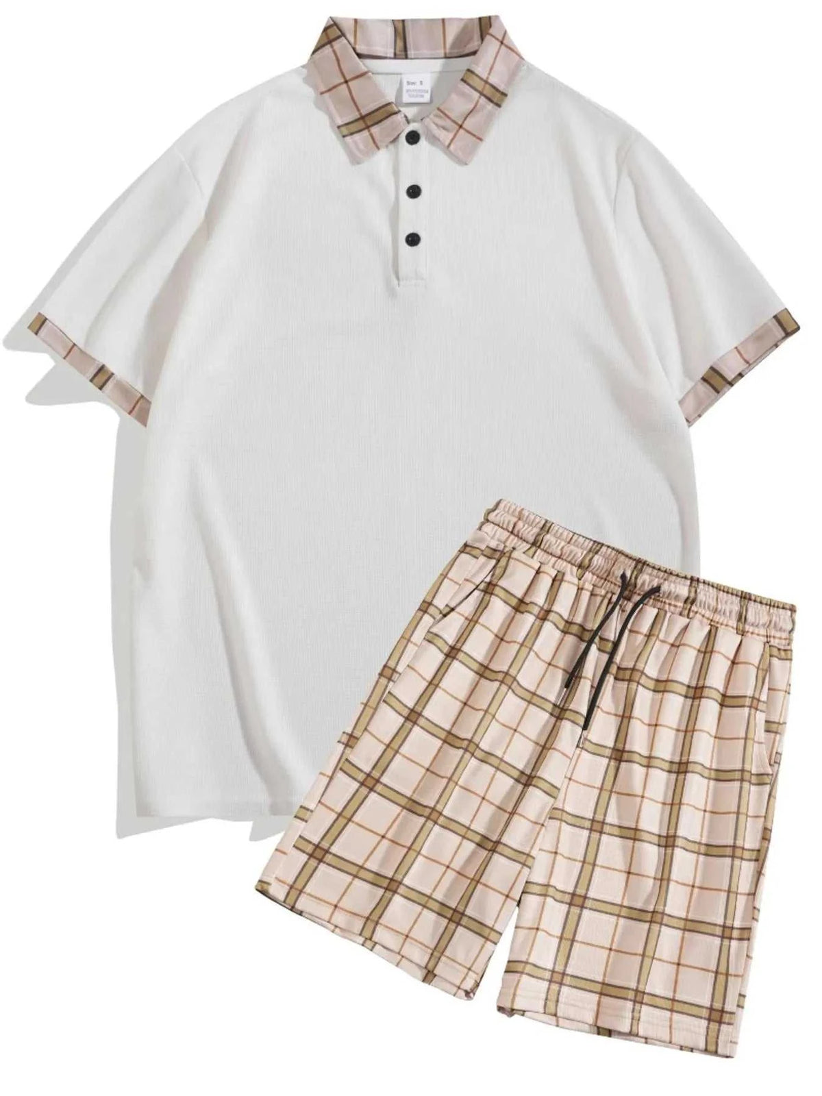 Men's Full Size Classic Plaid Collar Polo and Shorts Set Plus Size 100400703398952 57 Affordable Fashion Under $100 Jerry's Apparel 