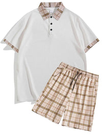 Men's Full Size Classic Plaid Collar Polo and Shorts Set Plus Size 100400703398952 57 Affordable Fashion Under $100 Jerry's Apparel 