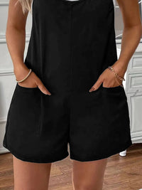 Full Size Scoop Neck Spaghetti Strap Overalls Plus Size