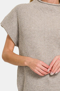 Short Sleeve Mock Neck Sweater