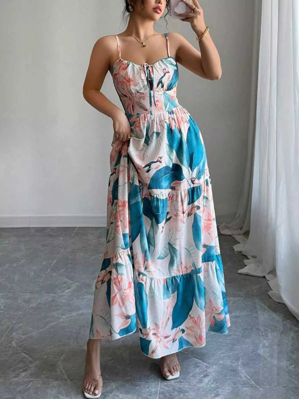Floral Print Tiered Maxi Cami Dress 100100458243031 49 Affordable Fashion Under $100 Jerry's Apparel 