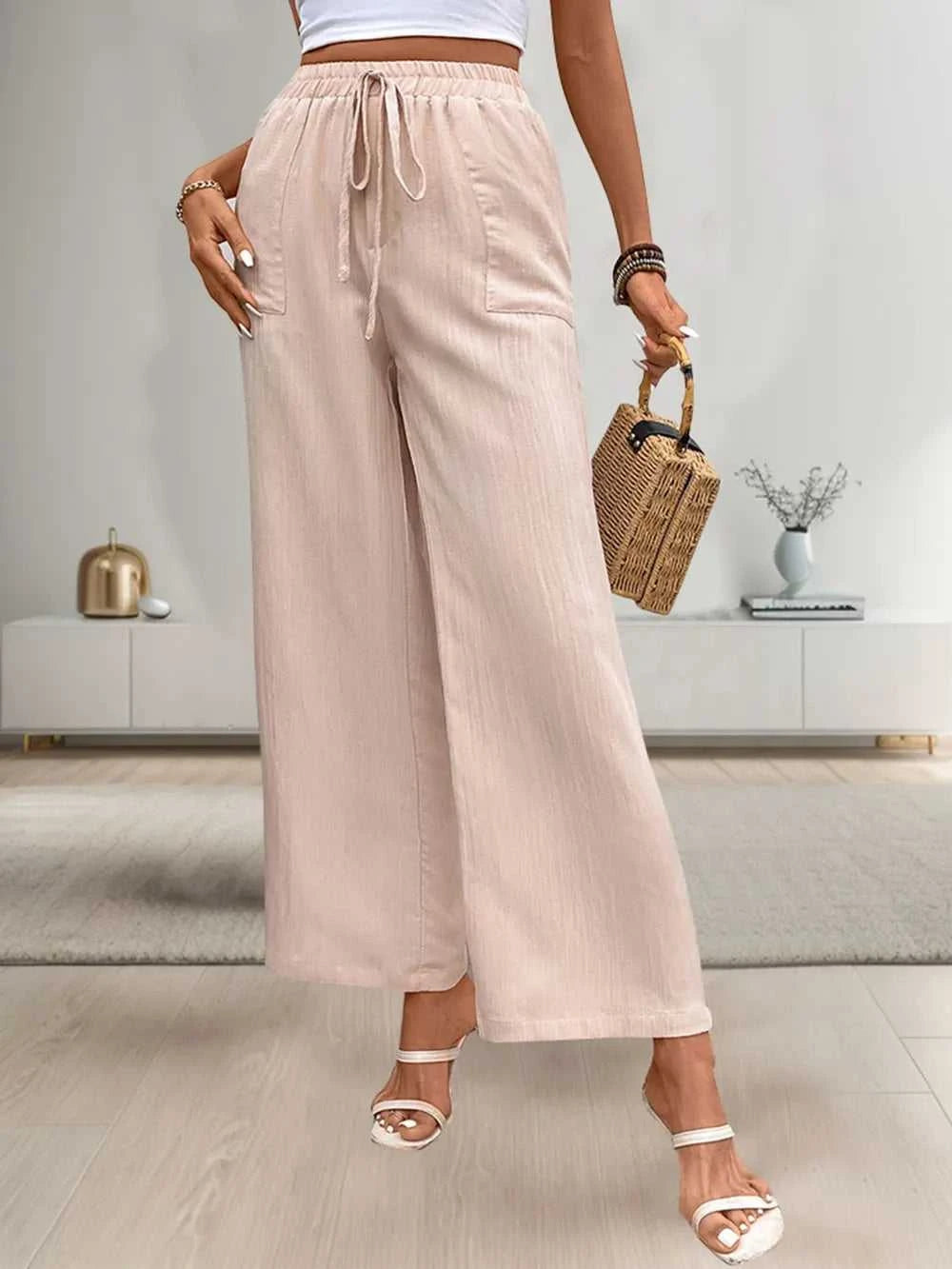 Perfee Tied Wide Leg Pants with Pockets 100100162111688 25 Affordable Fashion Under $100 Jerry's Apparel 