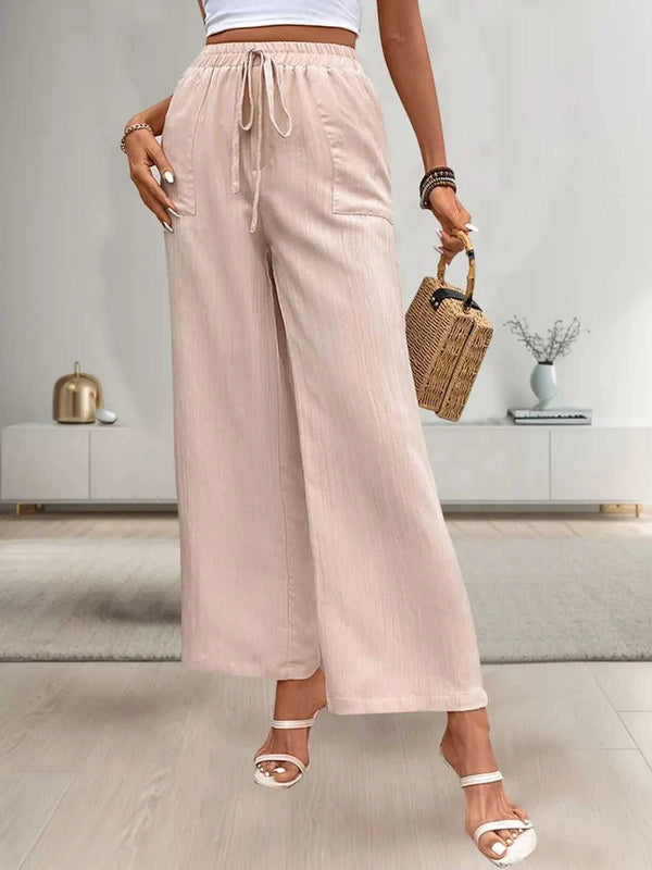 Perfee Tied Wide Leg Pants with Pockets 100100162111688 25 Affordable Fashion Under $100 Jerry's Apparel 