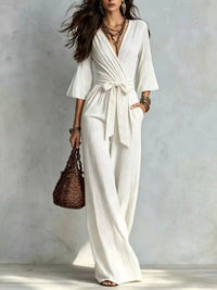 Pleated Wide-Leg Jumpsuit with Tie-Waist 101001893266329 52 Affordable Fashion Under $100 Jerry's Apparel 