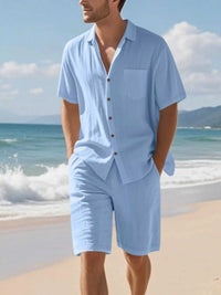 Men's Full Size Casual Button Up Shirt and Shorts Set Plus Size 100400482056628 44 Affordable Fashion Under $100 Jerry's Apparel 