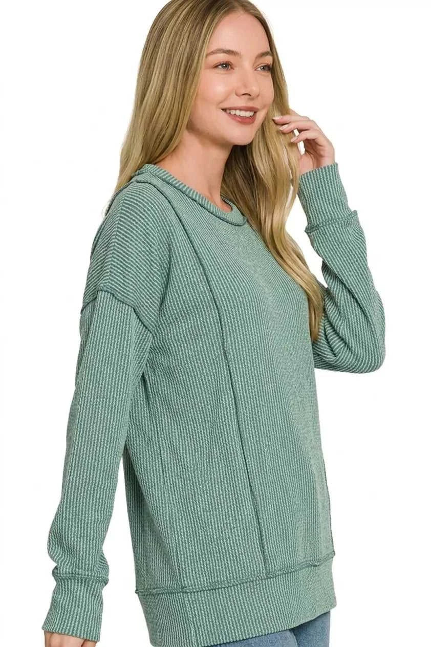 Zenana Corded Rib Long Sleeve Round Neck Top 100100803971355 23 Affordable Fashion Under $100 Jerry's Apparel 